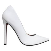 Scarpin Branco Fosco Salto Alto 12cm Sola Vermelha